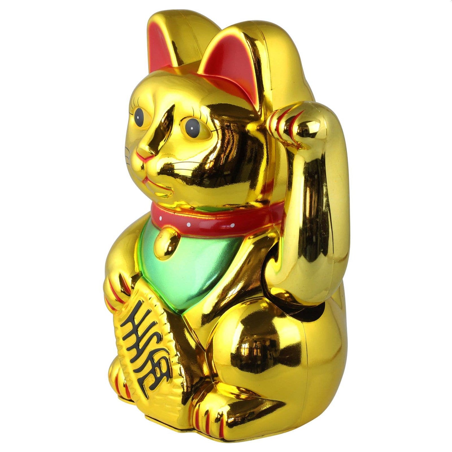 Lucky Maneki-neko cat in the shape of a wavy golden cat, 20 cm
