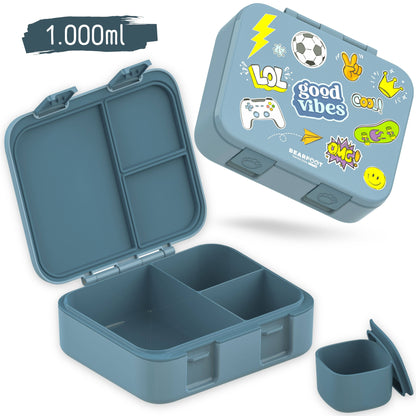 BEARFOOT Bento Box COMPACT with Compartments - Blue Sticker
