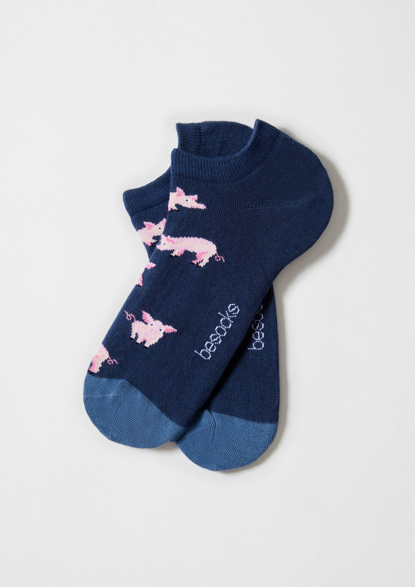 BePig Blue - 100% Organic Cotton Ankle Socks