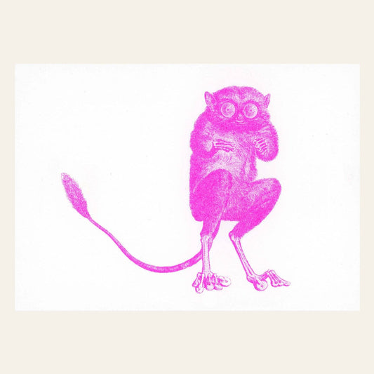 Carte Postale Tarsier Néon Rose