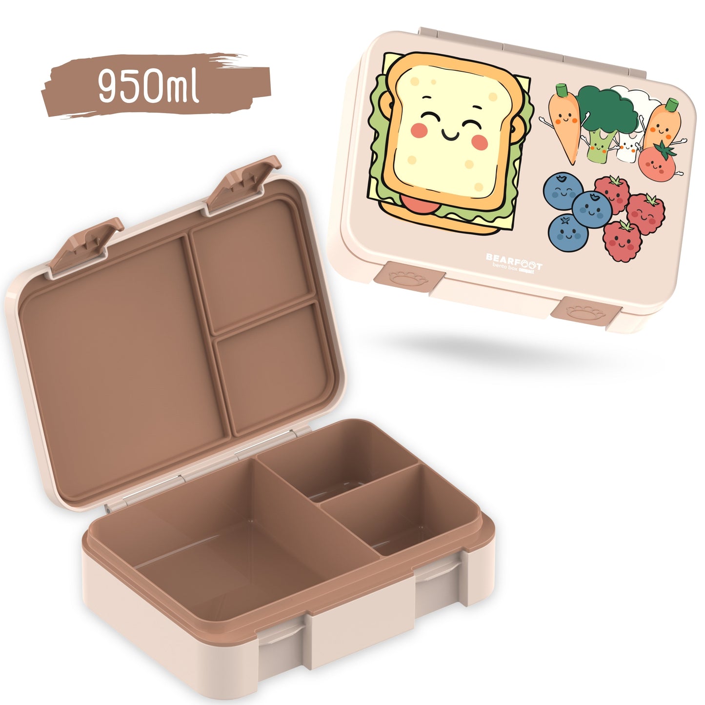 Lunch Box with Compartments, Lightweight & Leakproof -Sandwich Brown