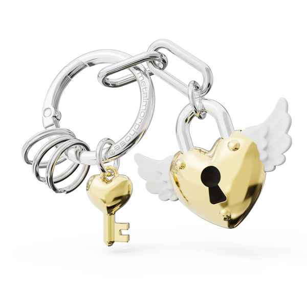 Gold Heart Padlock Charm Keychain