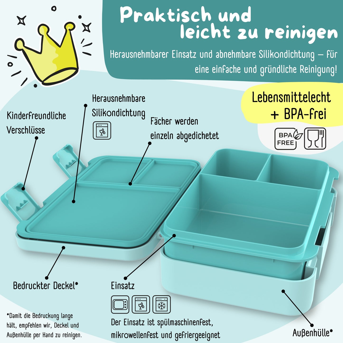 Brotdose mit Fächern, leicht & auslaufsicher - Delfin
