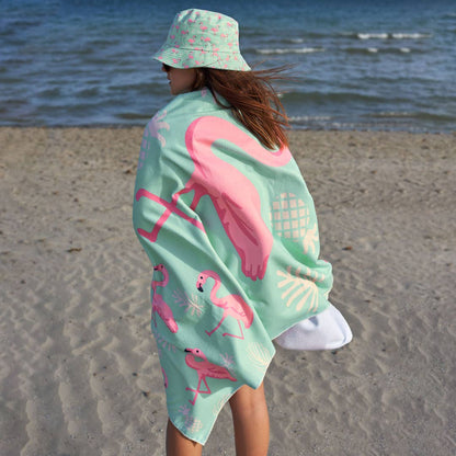 Lightweight and absorbent beach towel FLAMINGOS 100 x 160 cm