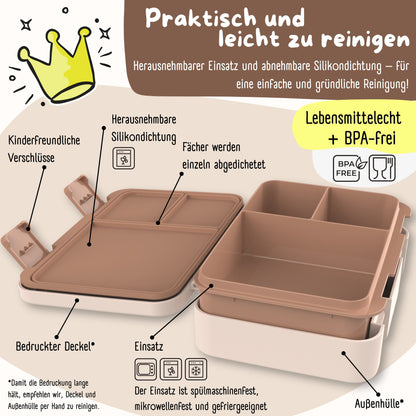 Lunch box with compartments, lightweight & leak-proof - Police brown