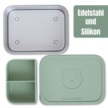 Stainless Steel Kids Lunch Box with Silicone Insert - Sage
