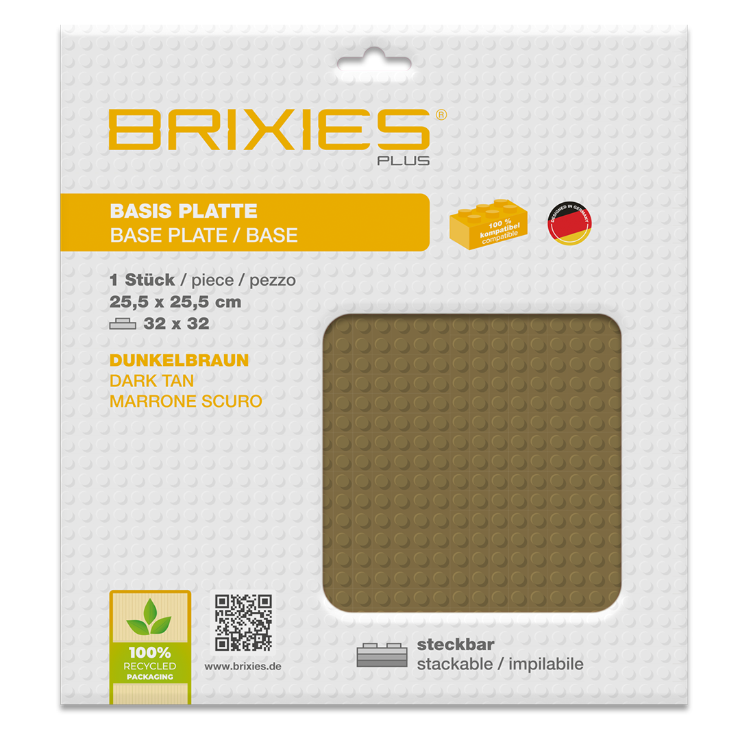 BRIXIES Plus Base Plate Dark Brown 32 x 32 Studs