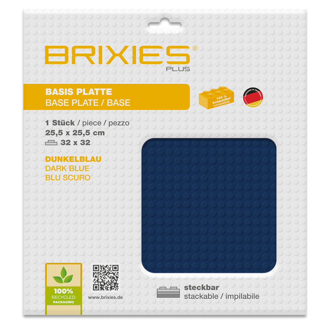 BRIXIES Plus Base Plate Dark Blue 32 x 32 Studs