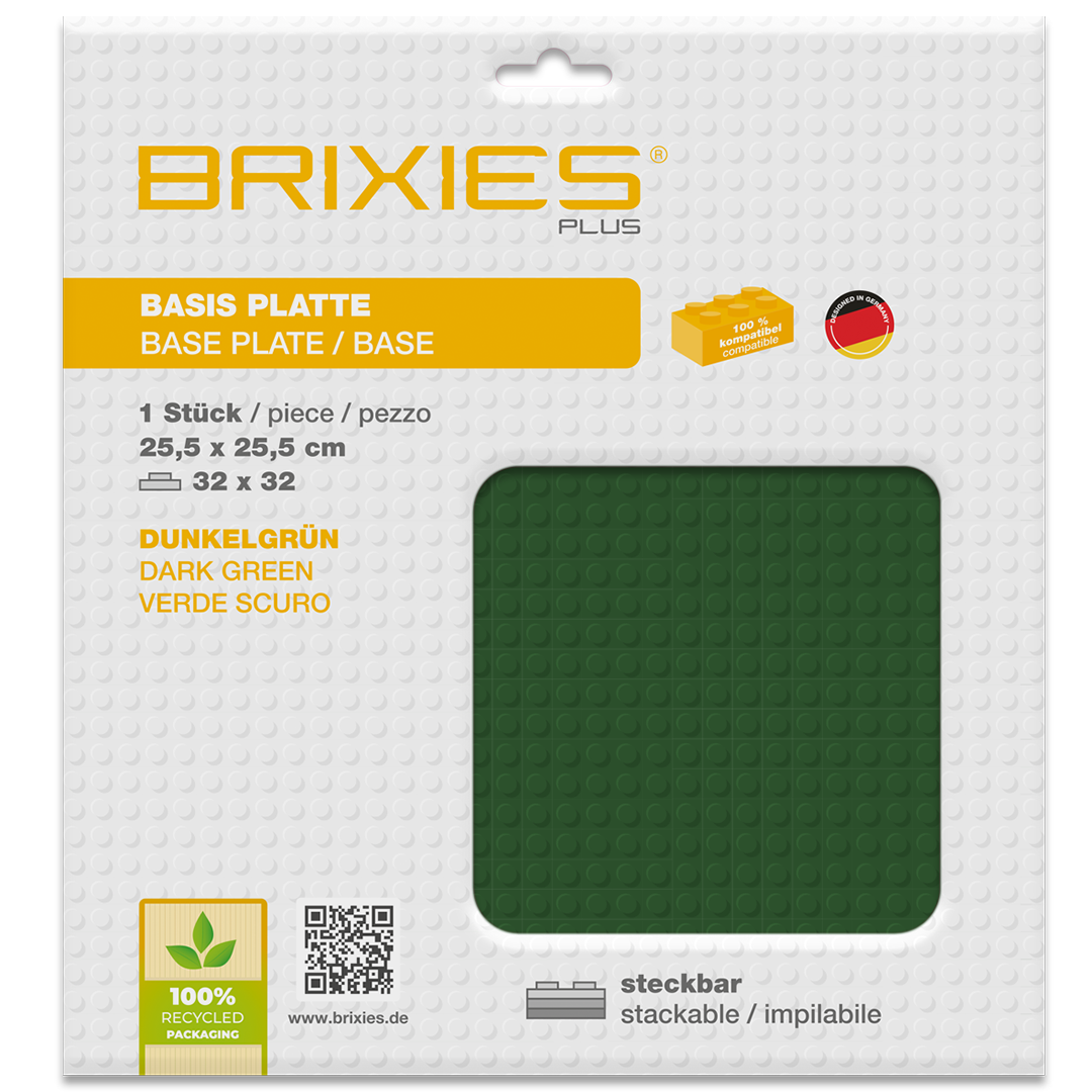 BRIXIES Plus Base Plate Dark Green 32 x 32 Studs