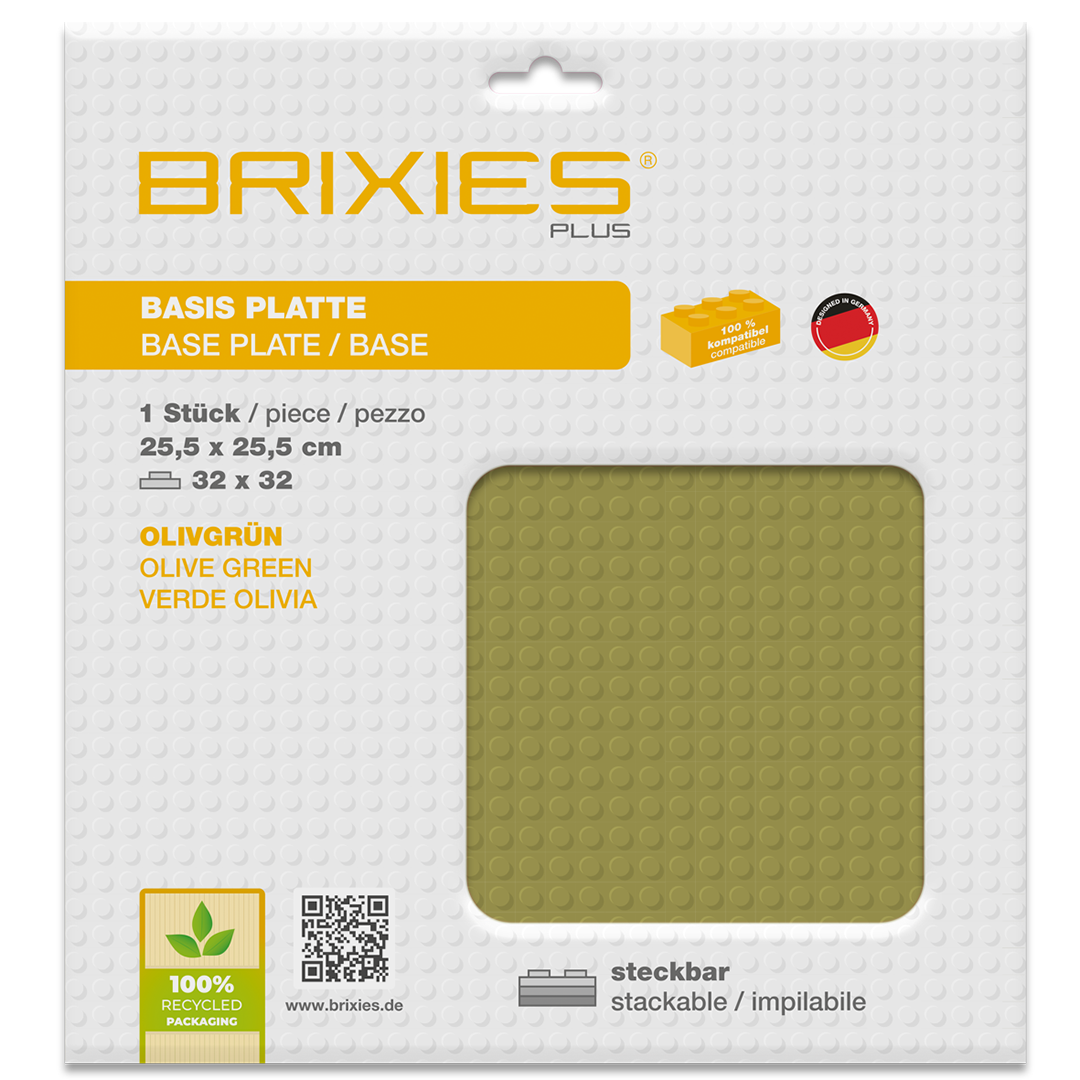 BRIXIES Plus Base Plate Olive Green 32 x 32 Studs