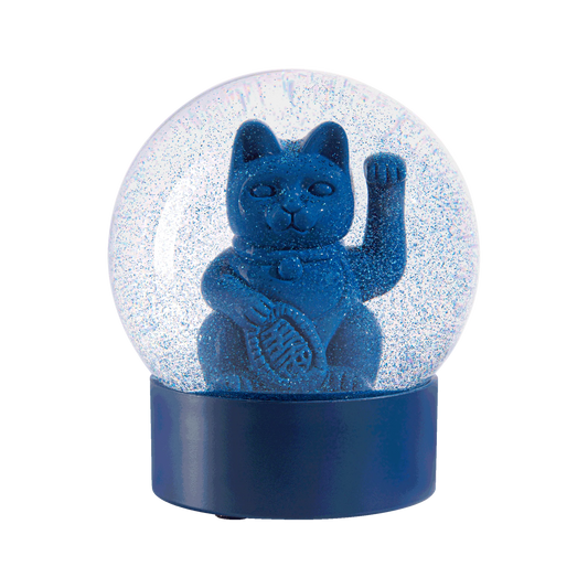 Lucky Cat Blue Snow Globe