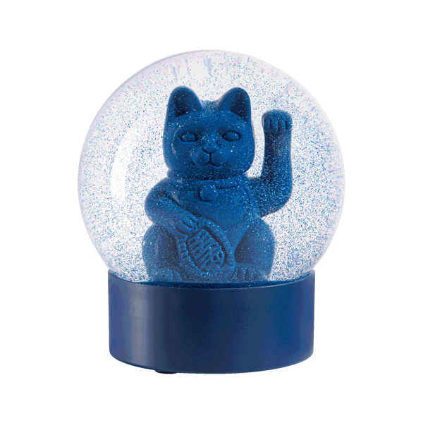 Lucky Cat Blue Snow Globe