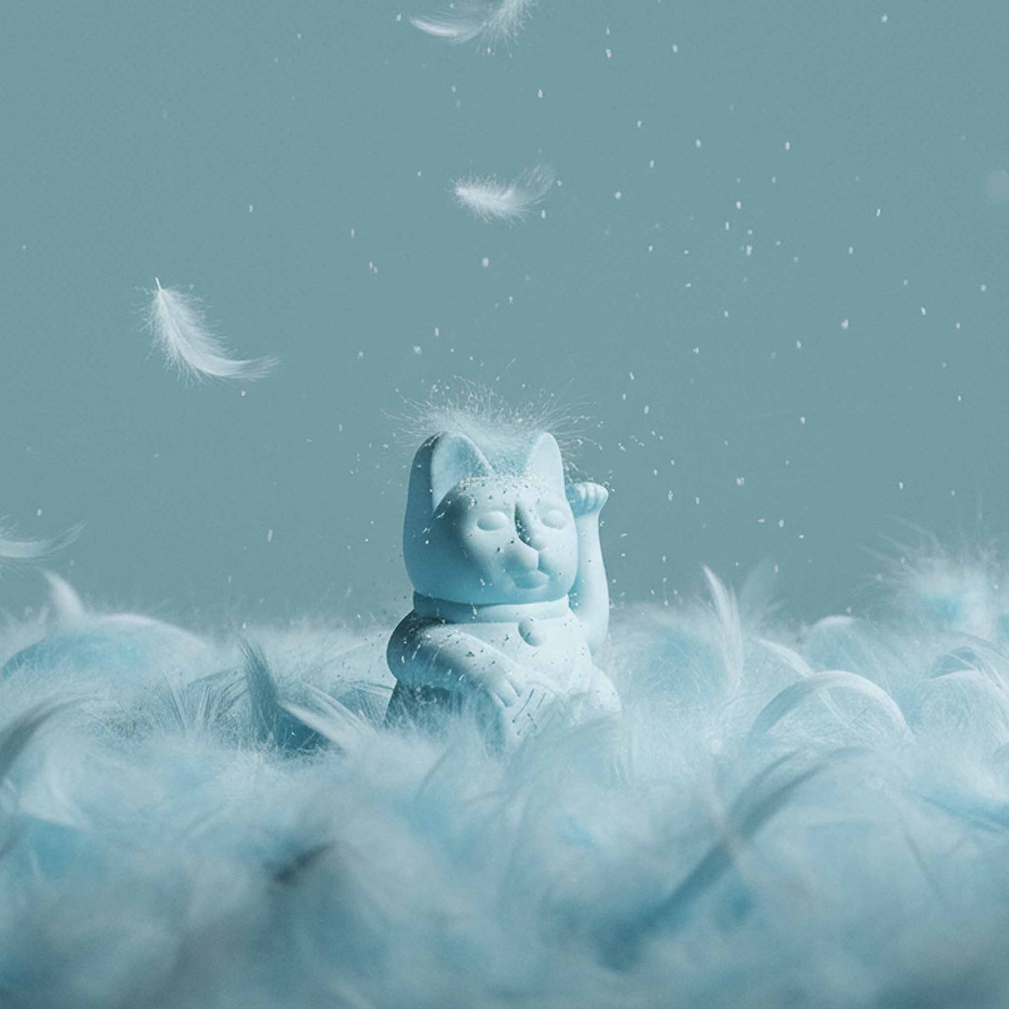 Mini Chat Chanceux Bleu Clair