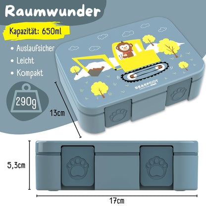Lunchbox with compartments, lightweight & leak-proof - Excavator blue