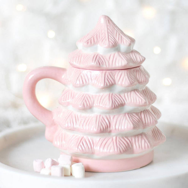 Roze mok in de vorm van een kerstboom