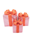 LED-kerstcadeau - S3 - Polystyreen - Roze/Oranje - 15/20/25 cm