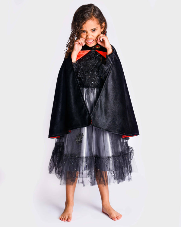 Deluxe Red Satin Vampire Cape with Stone 110-116 cm