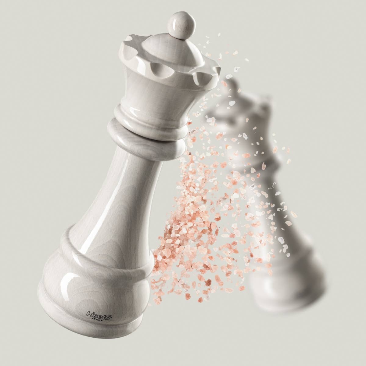 "Chess" Regina spice grinder in glossy white lacquered beech