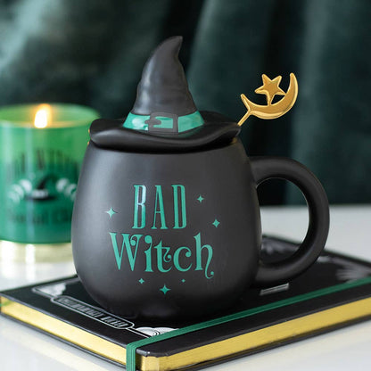 "Bad Witch" mug with lid and spoon
