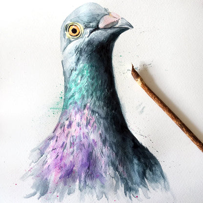 Watercolor Pigeon Greeting Card