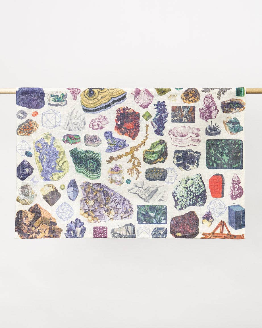 Precious Stones and Minerals Tea Towel