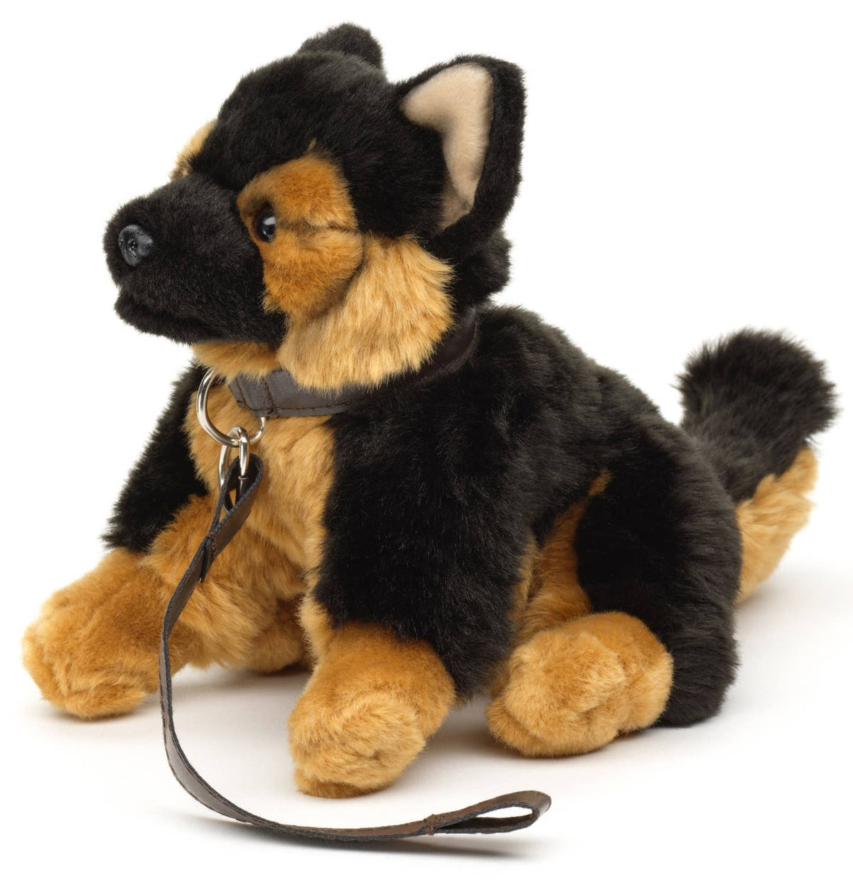 German Shepherd puppy plush with leash