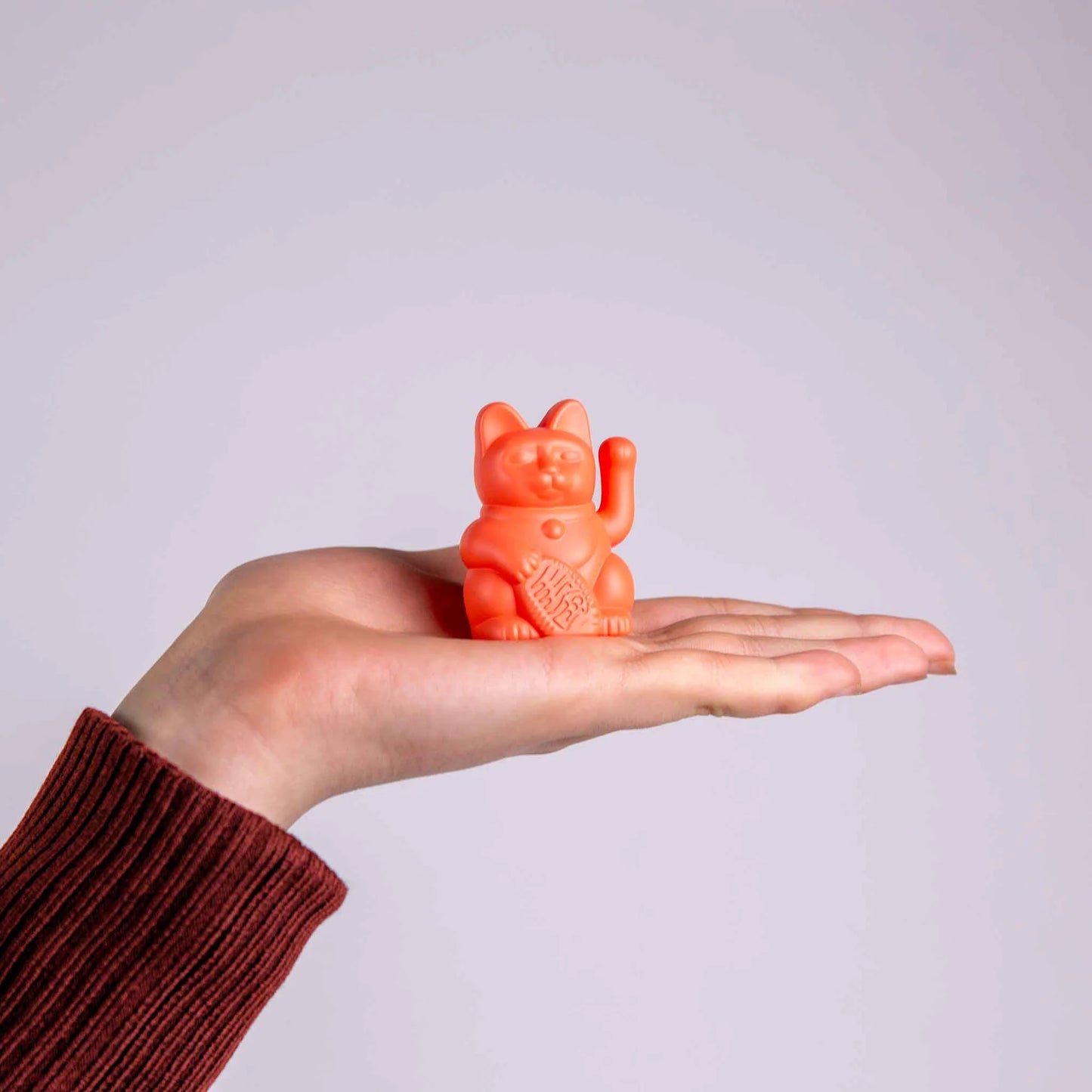 Neon Orange Solar Lucky Cat