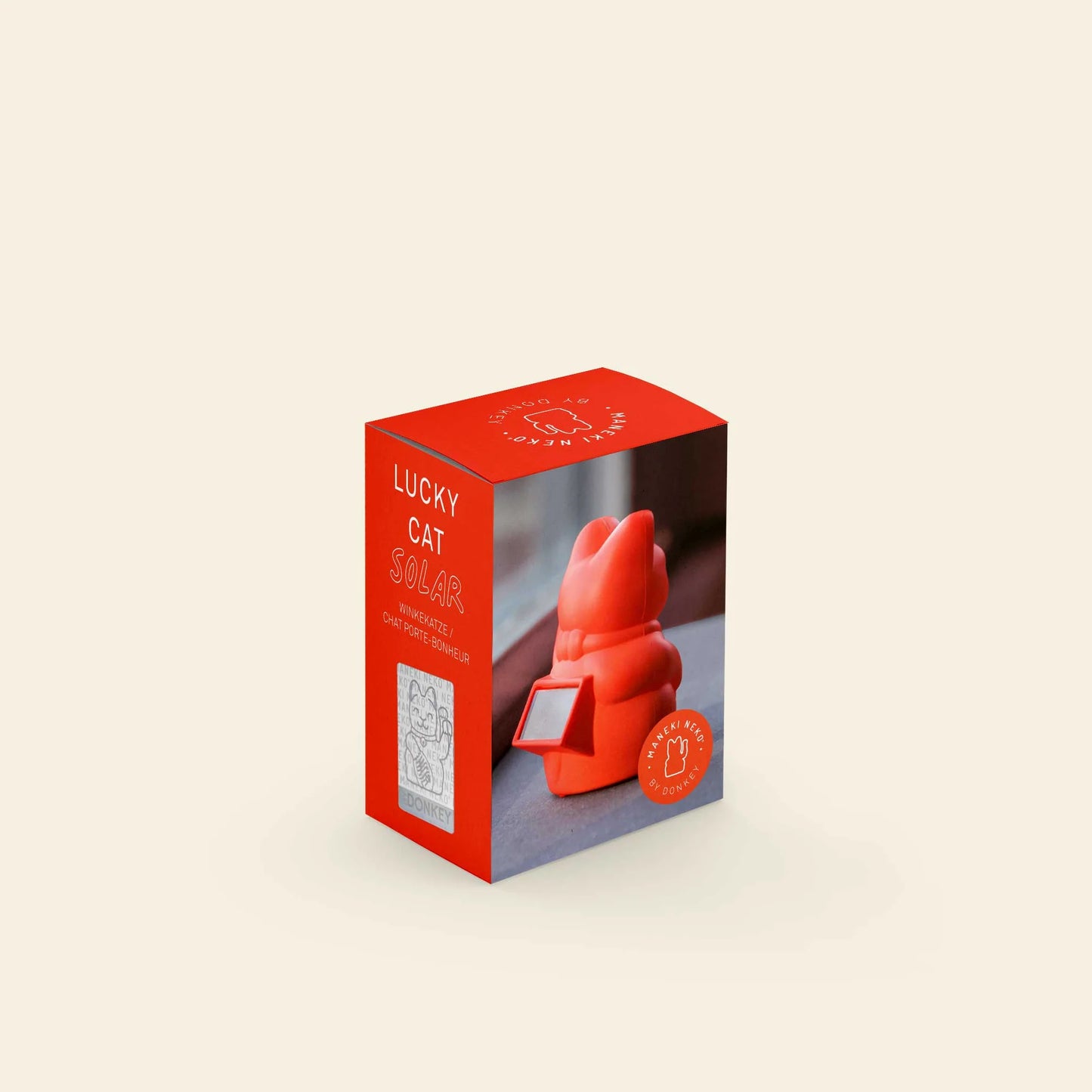 Neon Orange Solar Lucky Cat
