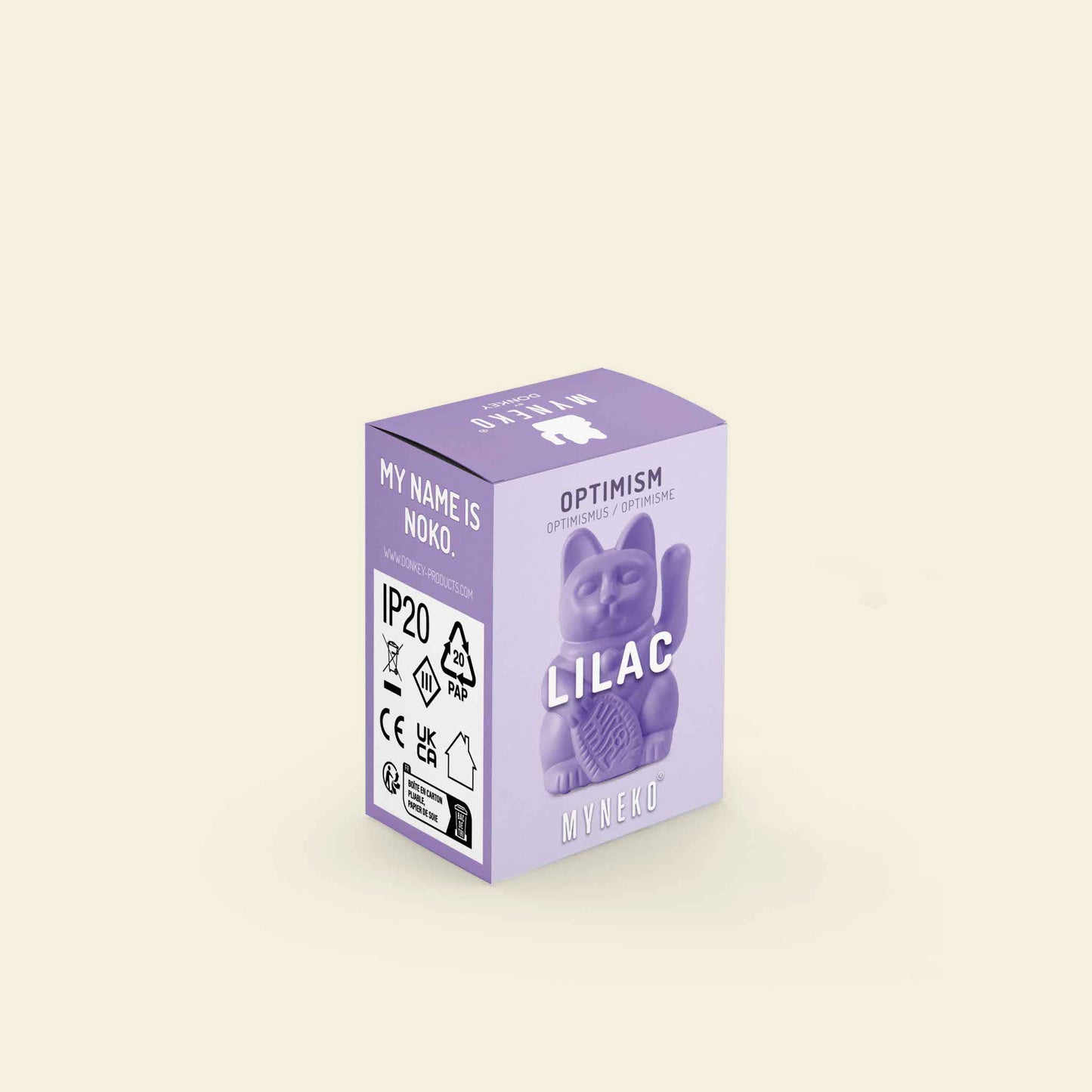 Mini Chat Chanceux Solaire Lilas « Noko »