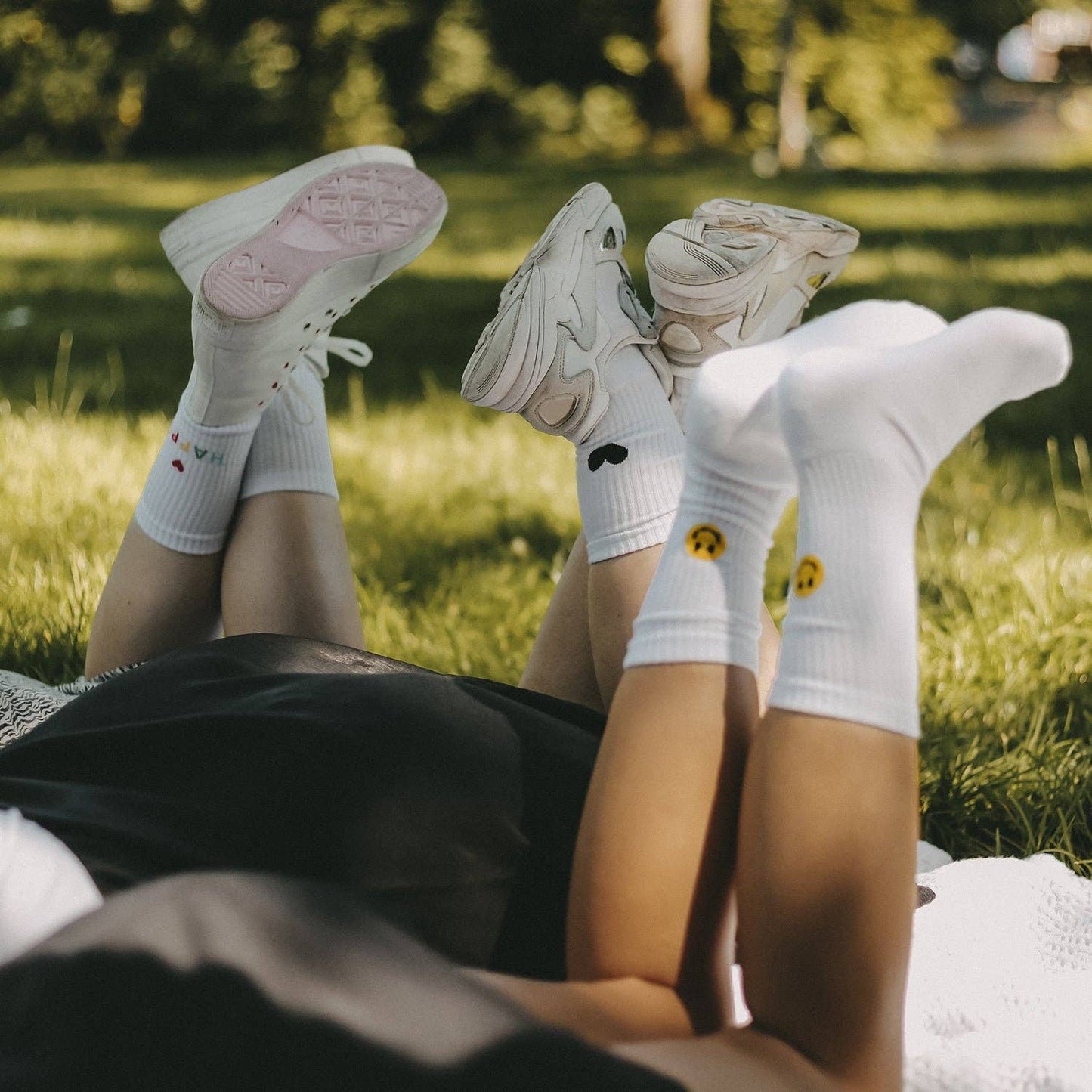 White Socks with Yellow Smiley Face