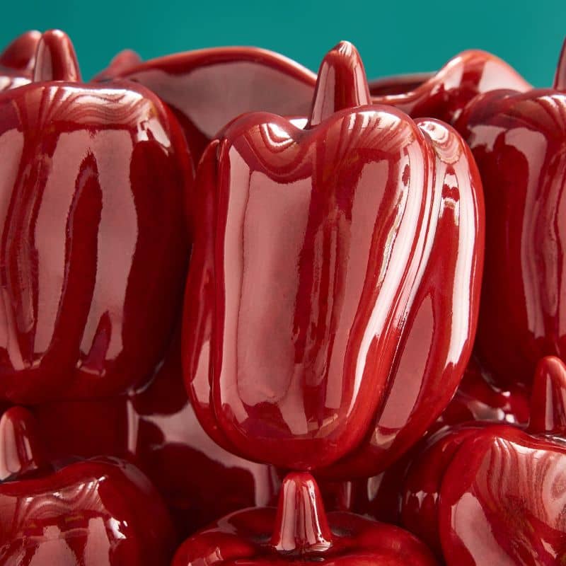 Vase Paprika Rouge, Grès, 25 x 25 x 31 cm Fait main