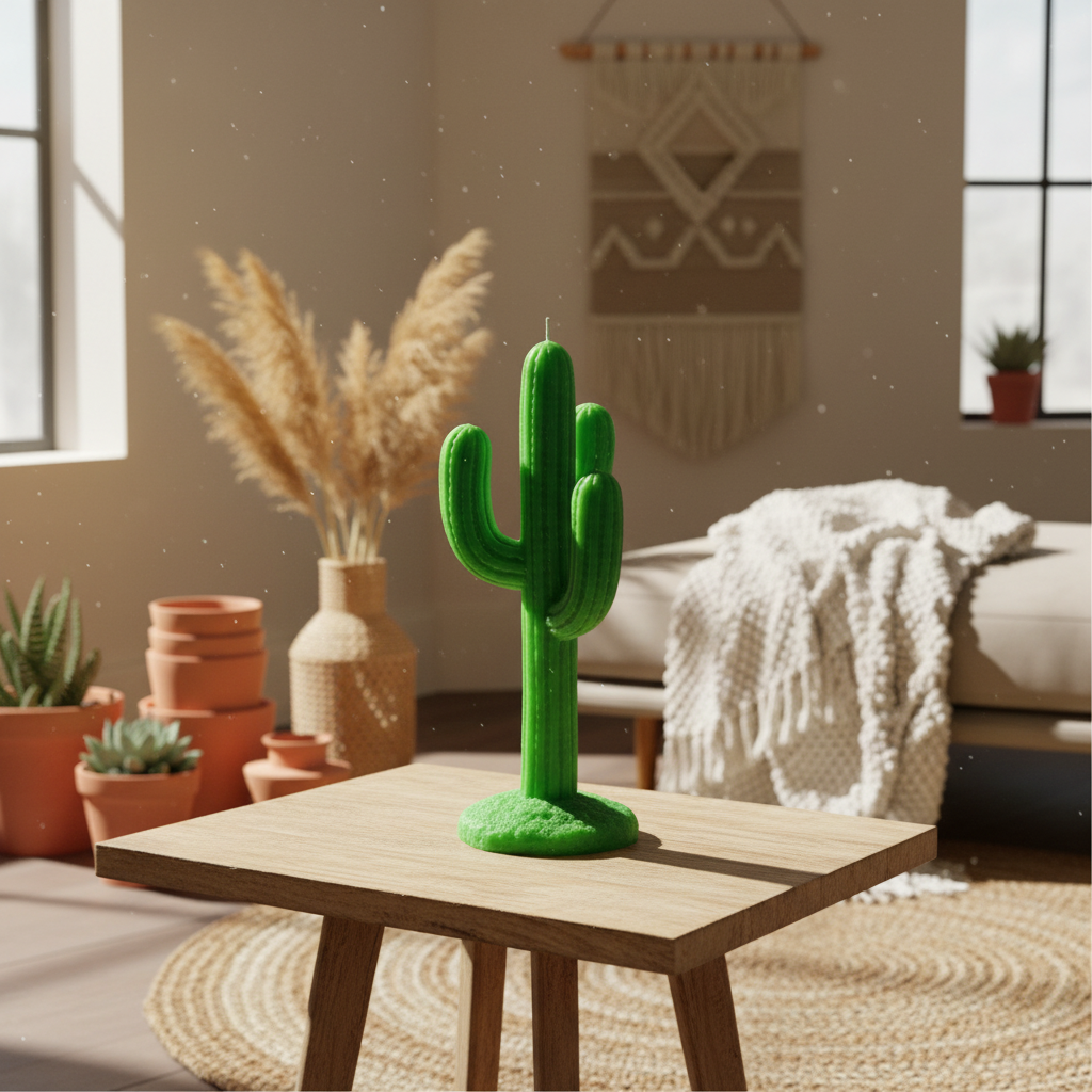 Green Cactus Candle