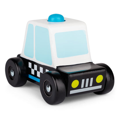 VOITURE DE POLICE SONORE ET JOUABLE EN BOIS