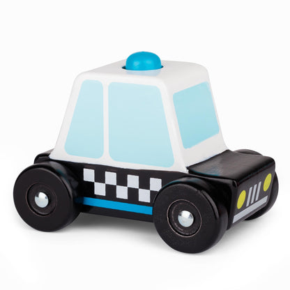 VOITURE DE POLICE SONORE ET JOUABLE EN BOIS