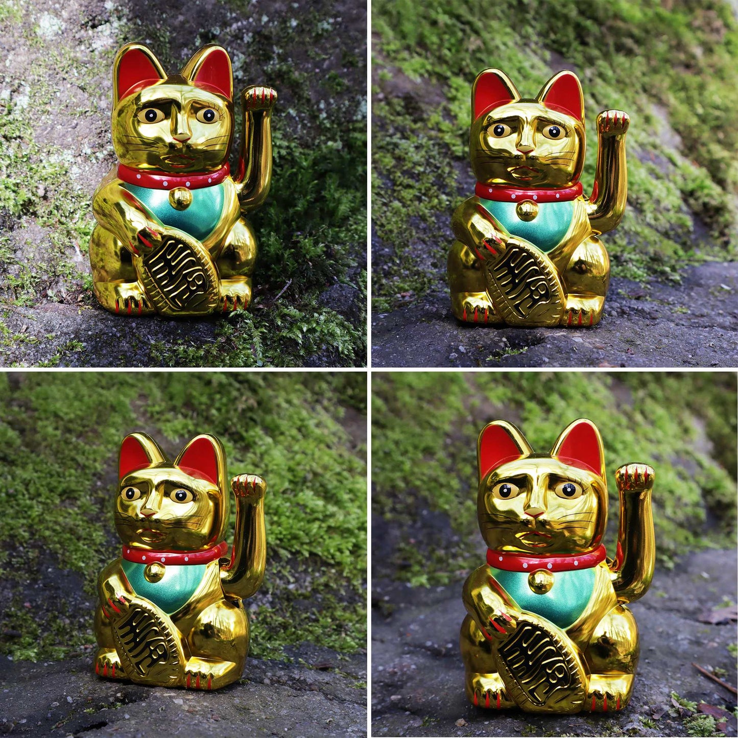 Golden solar lucky cat 10.5 cm