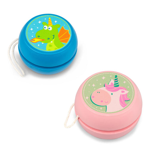 YOYOS EN BOIS LICORNE ET DRAGON - BOÎTE MARRON INTÉRIEURE