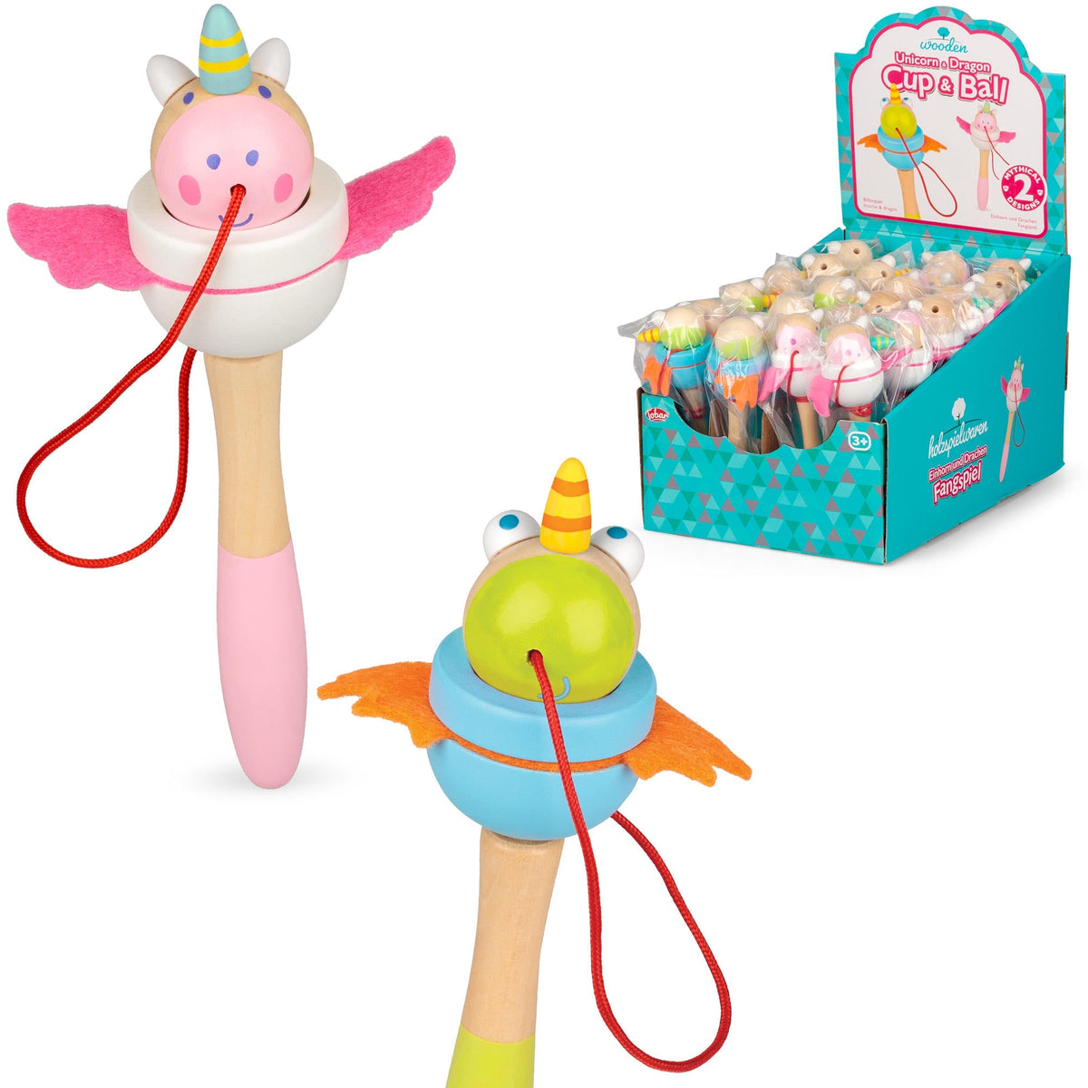 Bilboquet en Bois – Licorne et Dragon