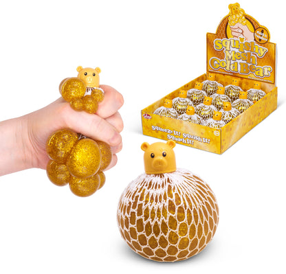 PET EN MAILLE SQUISHY - OURS DORÉ