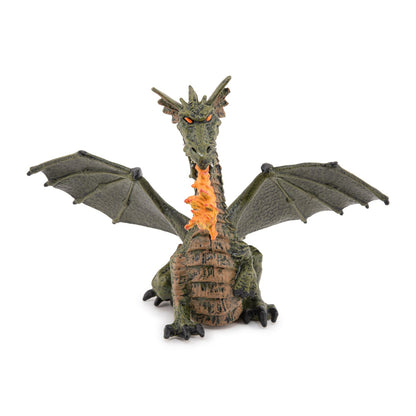 Green Winged Dragon figurine with flame
