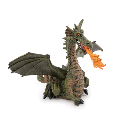 Green Winged Dragon figurine with flame
