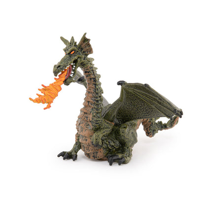 Green Winged Dragon figurine with flame
