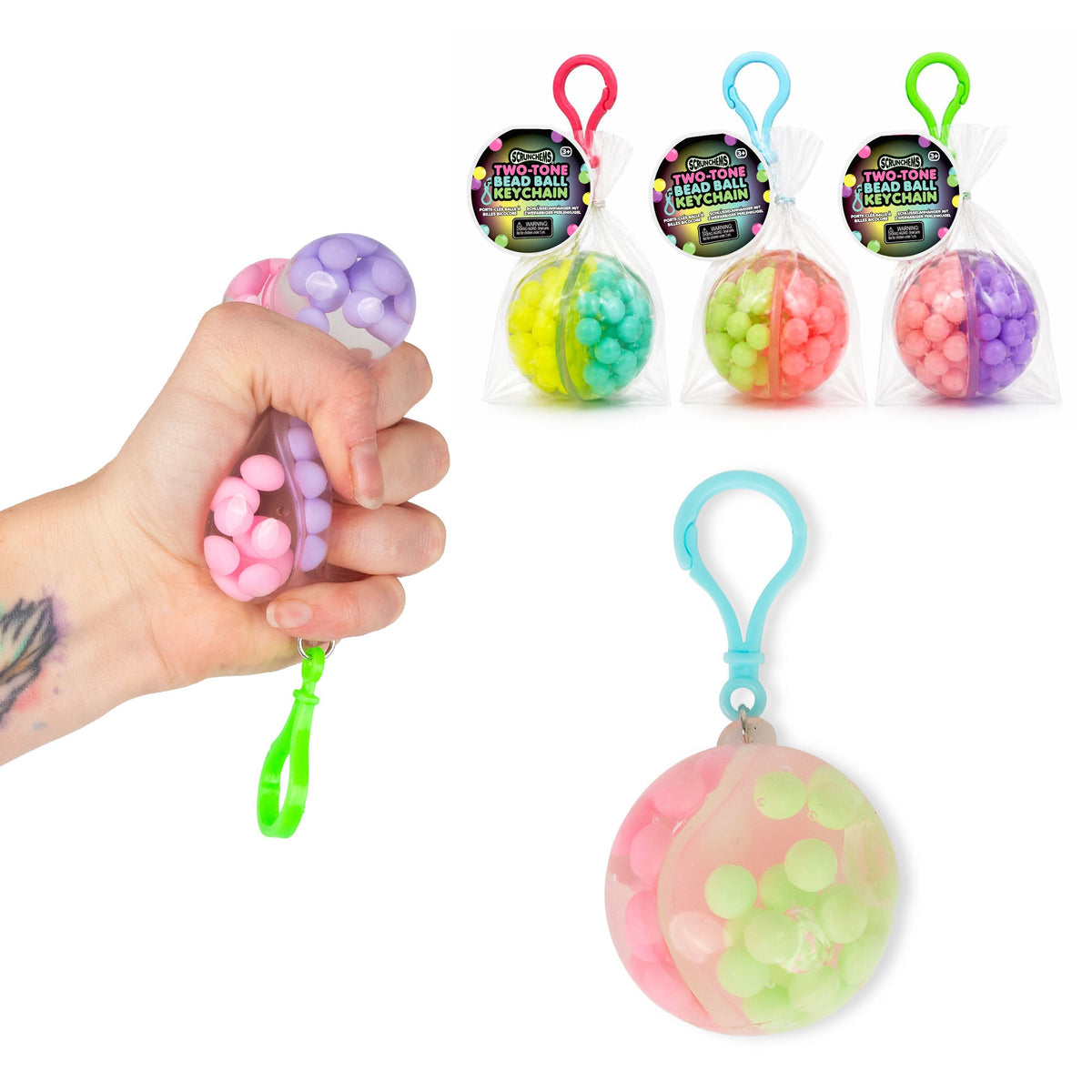 Scrunchems Porte-Clés Bead Ball Bicolore – Modèle Assorti