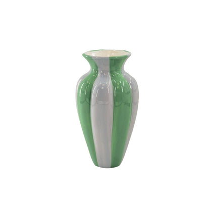 Flower vase - Pleated vase - Ceramic - Lilac/Green - 16.5x16.5x29.5 cm