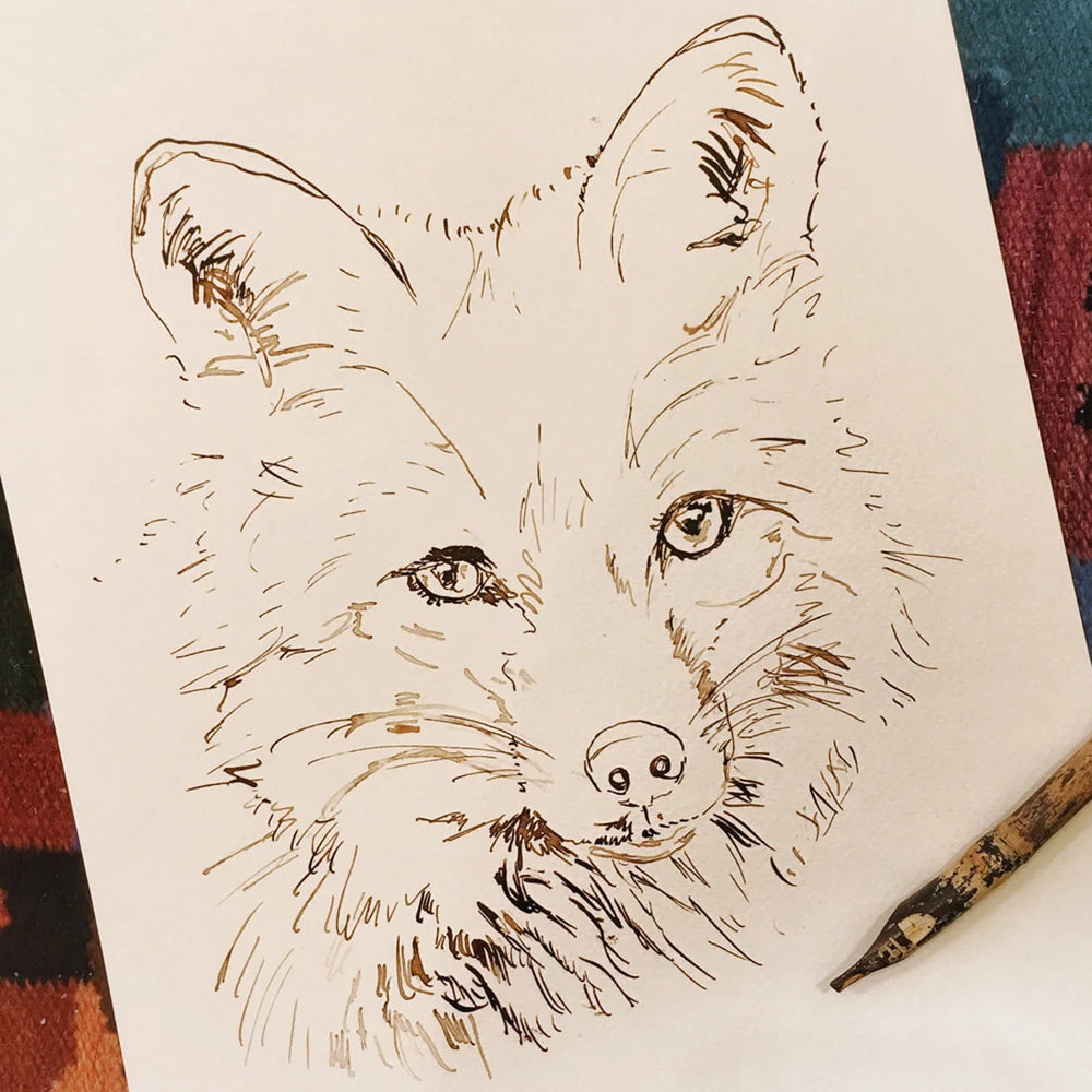 Wenskaart met aquarelvos