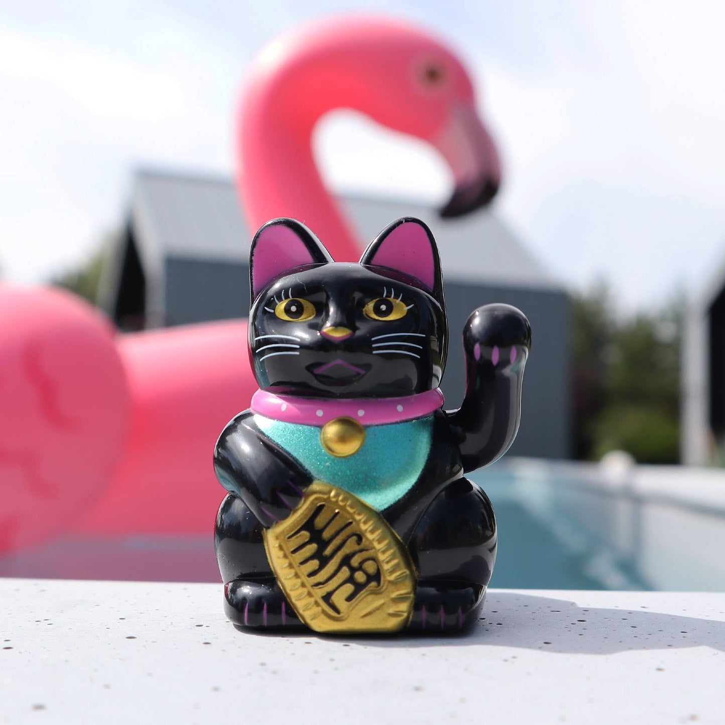 Black Solar Lucky Cat 5cm