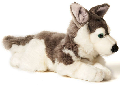 Peluche Husky gris couché