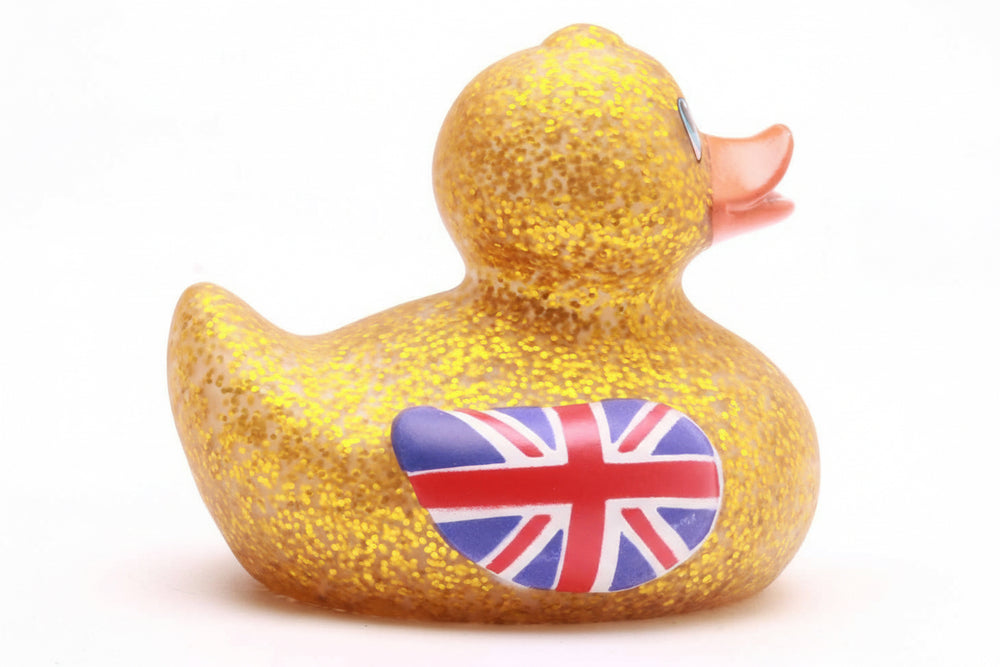 Union Jack Eend - Goudkleurige Glitter