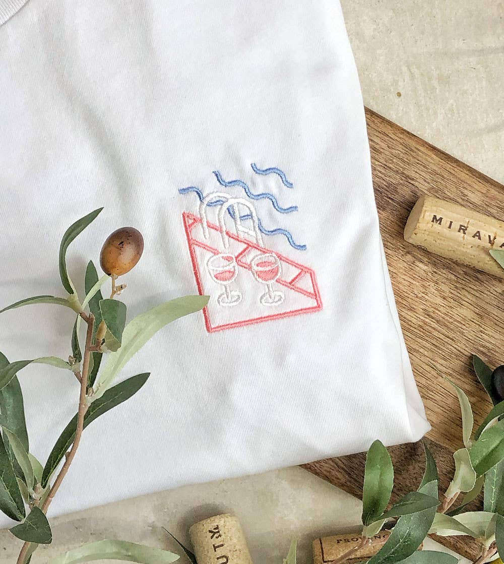 Embroidered T-shirt - Rosé Piscine