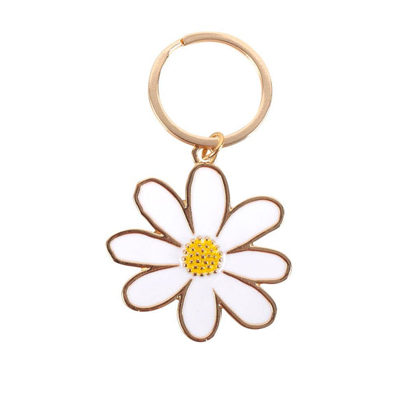 Daisy Flower Enamel Keychain