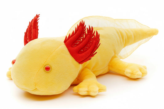 Peluche Axolotl (jaune aux yeux rouges)